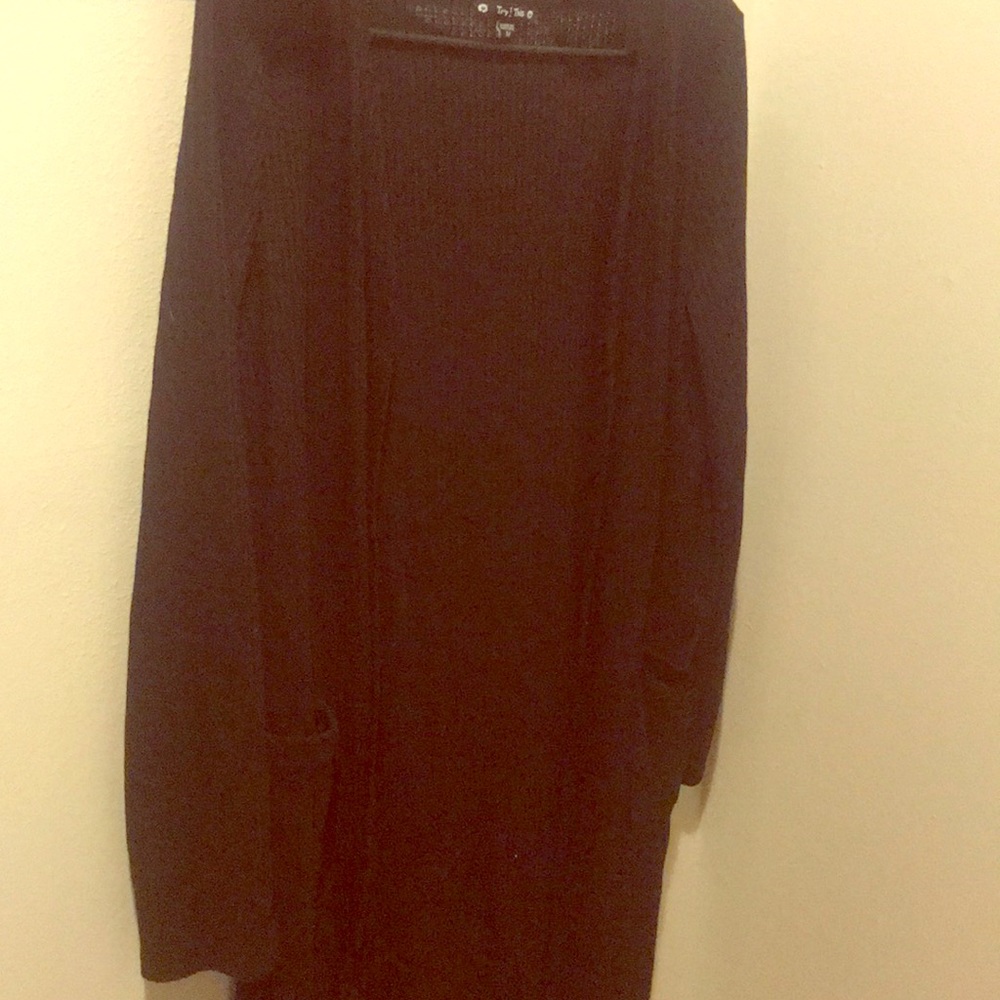 Long black open sweater